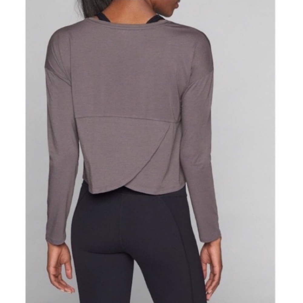 Athleta Studio Long Sleeve Cropped Shirt Dark Gray